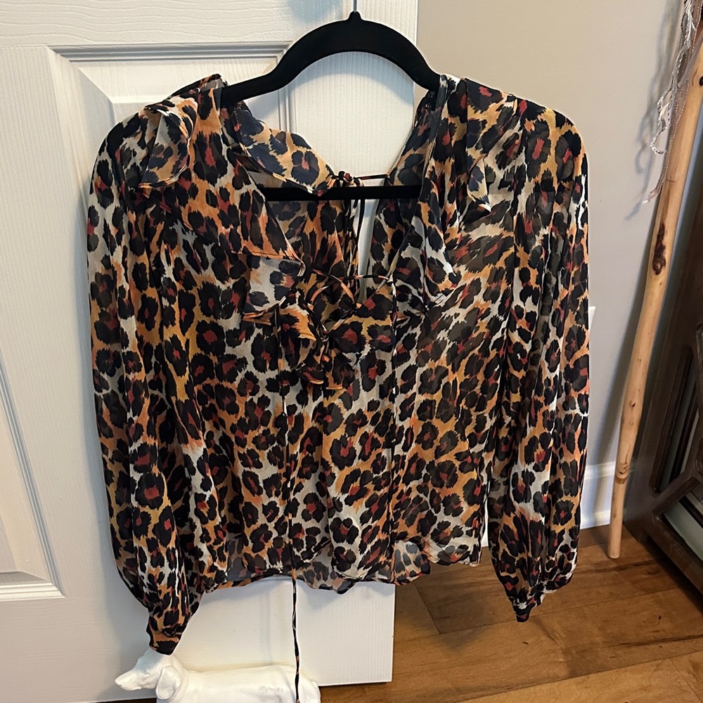 Topshop Leopard Print Chiffon Blouse